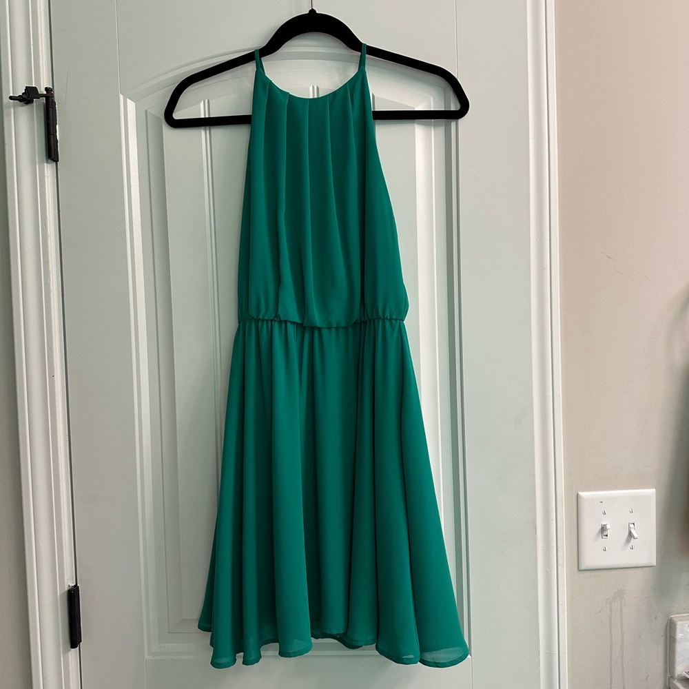 Dina Be Green Mini High-Neck Mini Dress